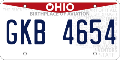 OH license plate GKB4654