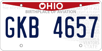 OH license plate GKB4657