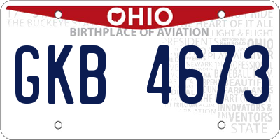 OH license plate GKB4673