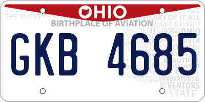 OH license plate GKB4685