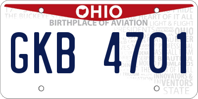 OH license plate GKB4701
