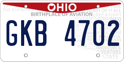 OH license plate GKB4702