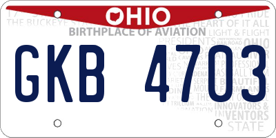 OH license plate GKB4703