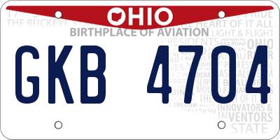OH license plate GKB4704