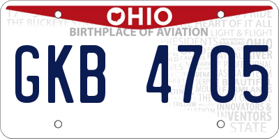 OH license plate GKB4705