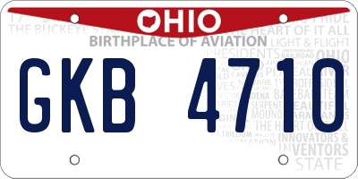 OH license plate GKB4710