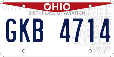 OH license plate GKB4714