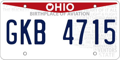 OH license plate GKB4715