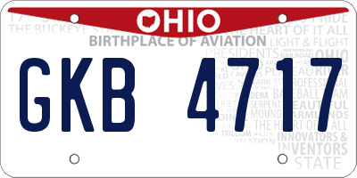 OH license plate GKB4717