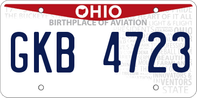 OH license plate GKB4723