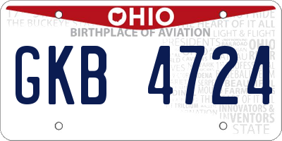 OH license plate GKB4724