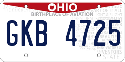 OH license plate GKB4725