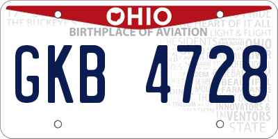 OH license plate GKB4728