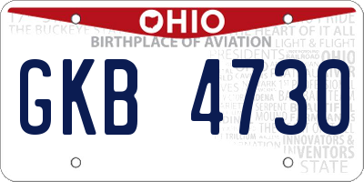OH license plate GKB4730