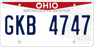 OH license plate GKB4747