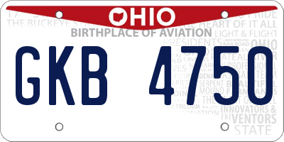 OH license plate GKB4750