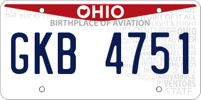 OH license plate GKB4751