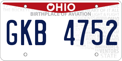 OH license plate GKB4752