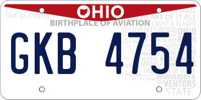 OH license plate GKB4754