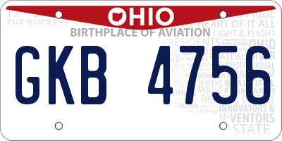 OH license plate GKB4756