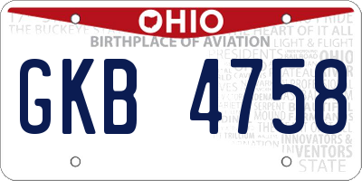 OH license plate GKB4758