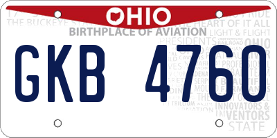 OH license plate GKB4760