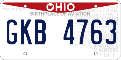 OH license plate GKB4763