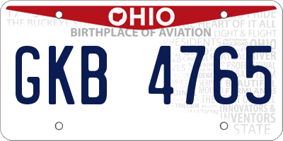 OH license plate GKB4765