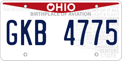 OH license plate GKB4775