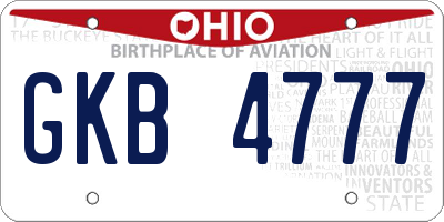 OH license plate GKB4777