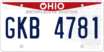 OH license plate GKB4781