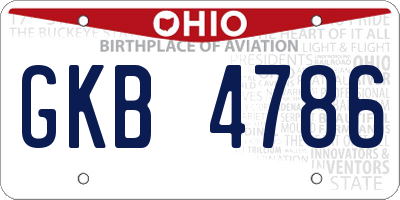 OH license plate GKB4786