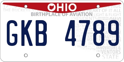 OH license plate GKB4789