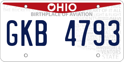 OH license plate GKB4793