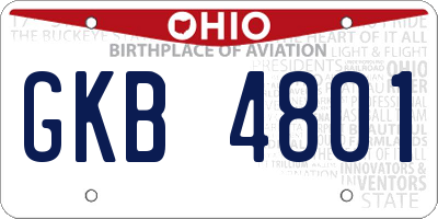 OH license plate GKB4801