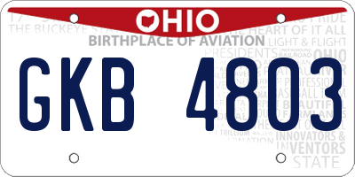OH license plate GKB4803