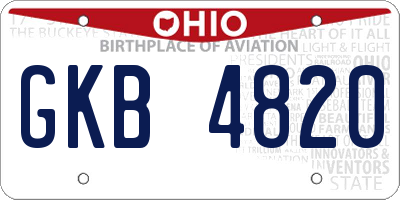 OH license plate GKB4820