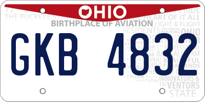 OH license plate GKB4832