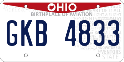 OH license plate GKB4833