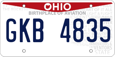 OH license plate GKB4835