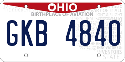 OH license plate GKB4840