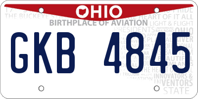 OH license plate GKB4845