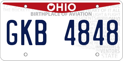 OH license plate GKB4848