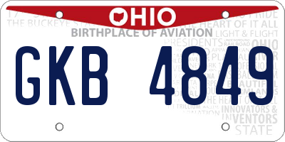 OH license plate GKB4849