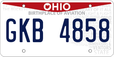 OH license plate GKB4858
