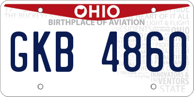 OH license plate GKB4860