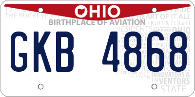 OH license plate GKB4868
