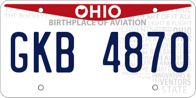 OH license plate GKB4870