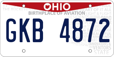OH license plate GKB4872