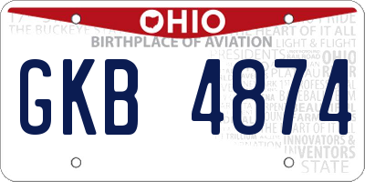 OH license plate GKB4874